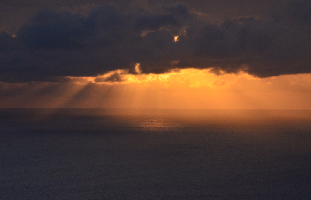 三日月山展望台からの夕日